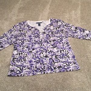 Karen Scott purple floral long sleeve